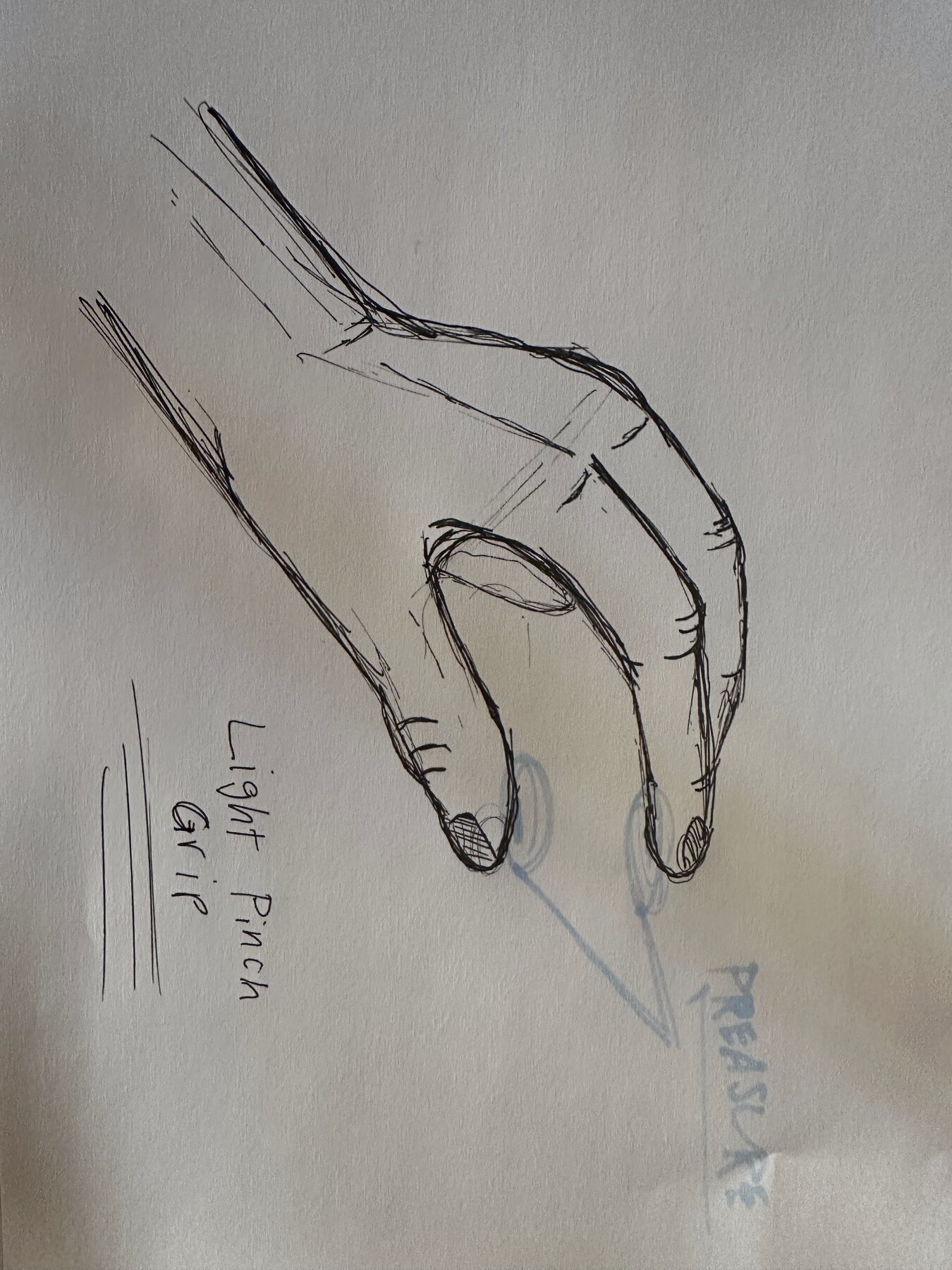 Hand sketch of a light pinch grip